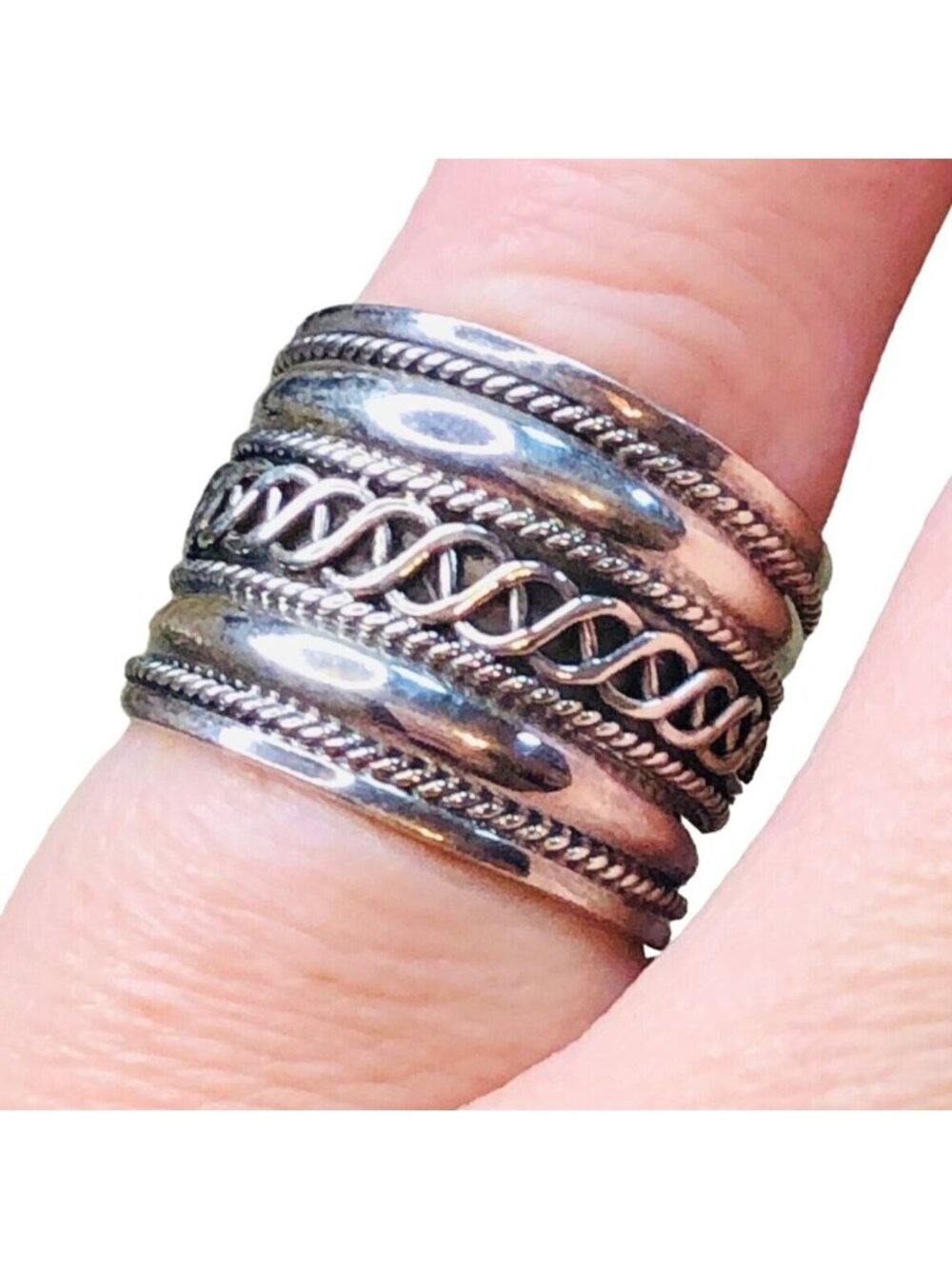 JTV Womens Mens Ring Sterling Silver Wide Textured Band 925 Size 7